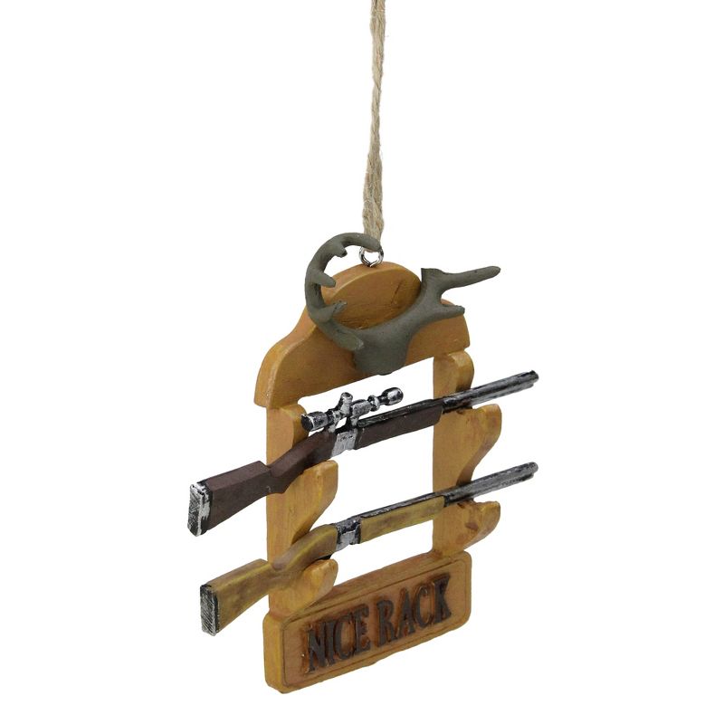 Ganz 4" Rack Hunting Rifles and Antlers Gun Rack Christmas Ornament - Brown/Beige