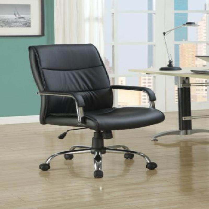 Black Leather-Look Office Chair by Monarch
