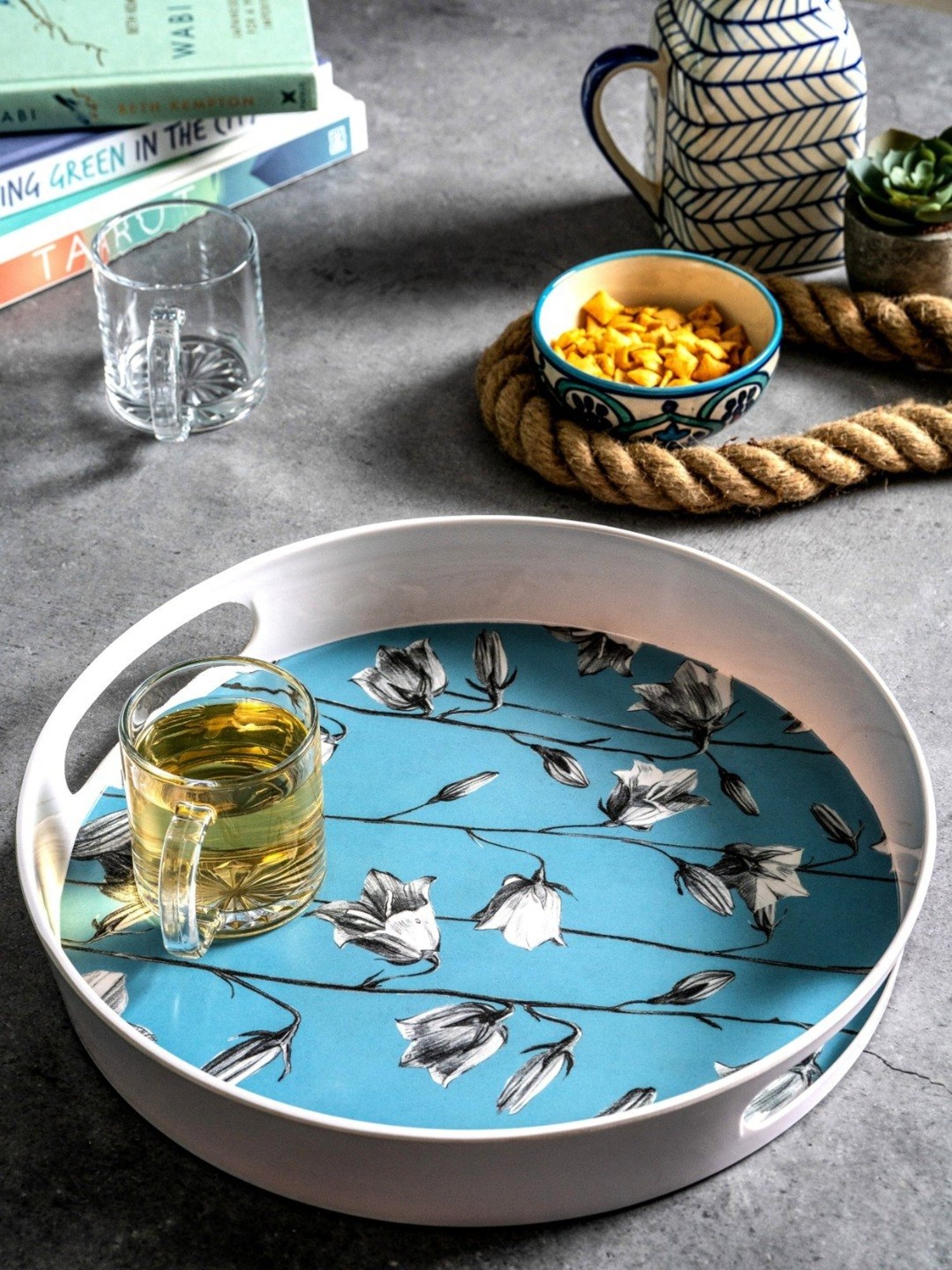 Goodhomes Multicolor Melamine Round Serving Tray