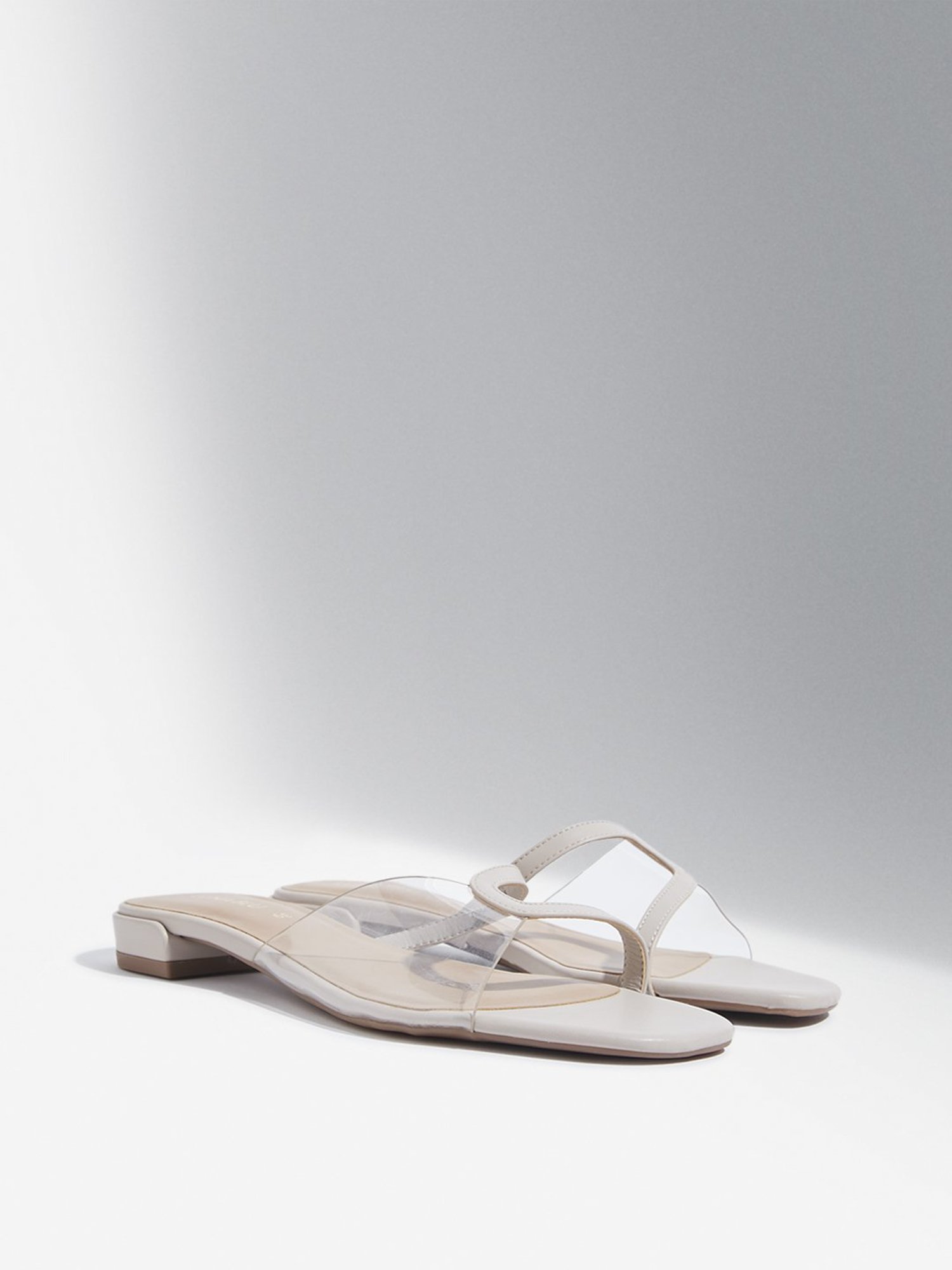 LUNA BLU by Westside Ivory Vinyl Strap Slides