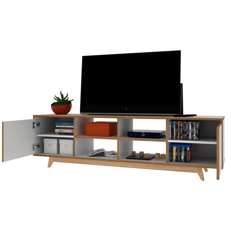 Jones TV Stand for TVs up to 60" White/Pine Wood - Manhattan Comfort