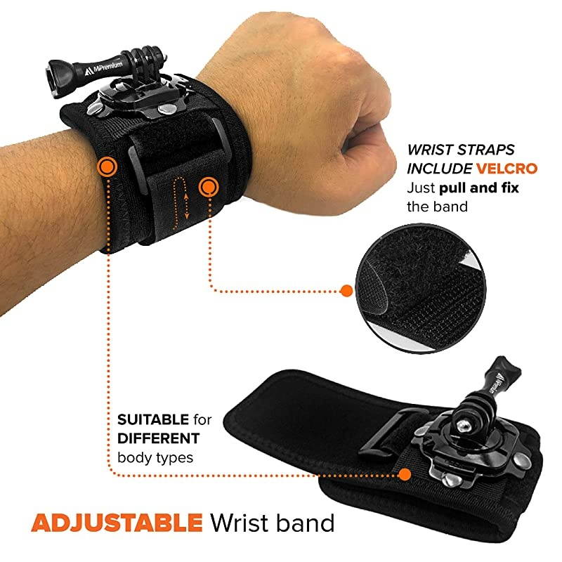 Wrist Strap Mount for GoPro Session Black Silver Hero 8 7 6 5 4 3 3+ 2 XIAOYI 4K SJCAM Xiaomi Yi EKEN Akaso Adjustable Cycling Arm Band Holder for Action Camera amp Outdoor Sports Accessories