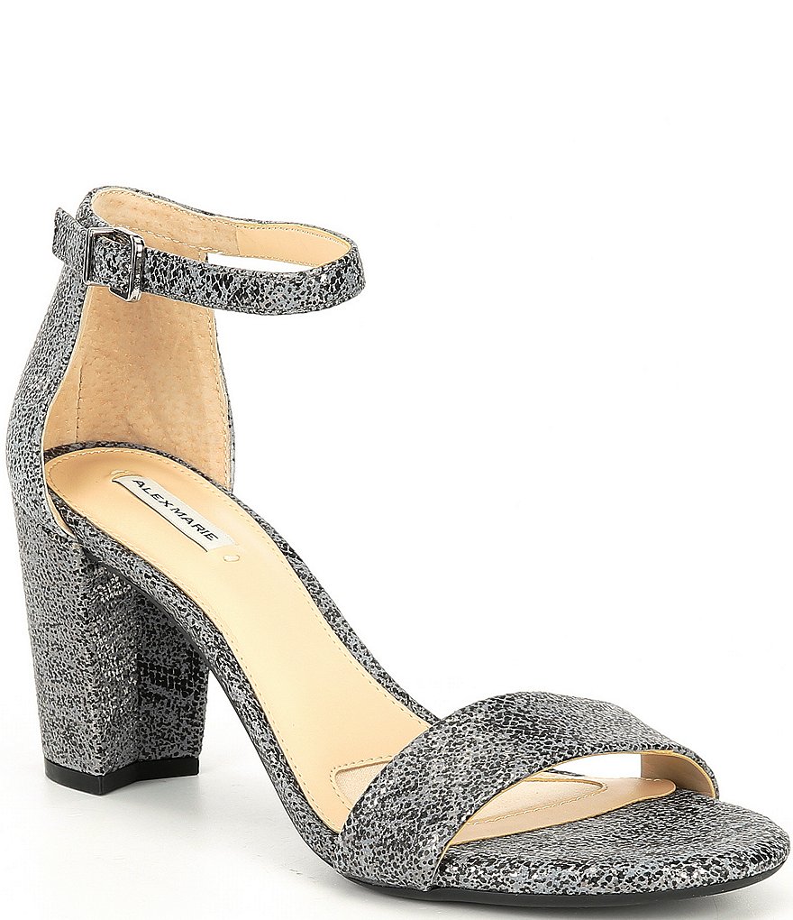 Alex Marie Halmar Metallic Ankle Strap Block Heel Sandals