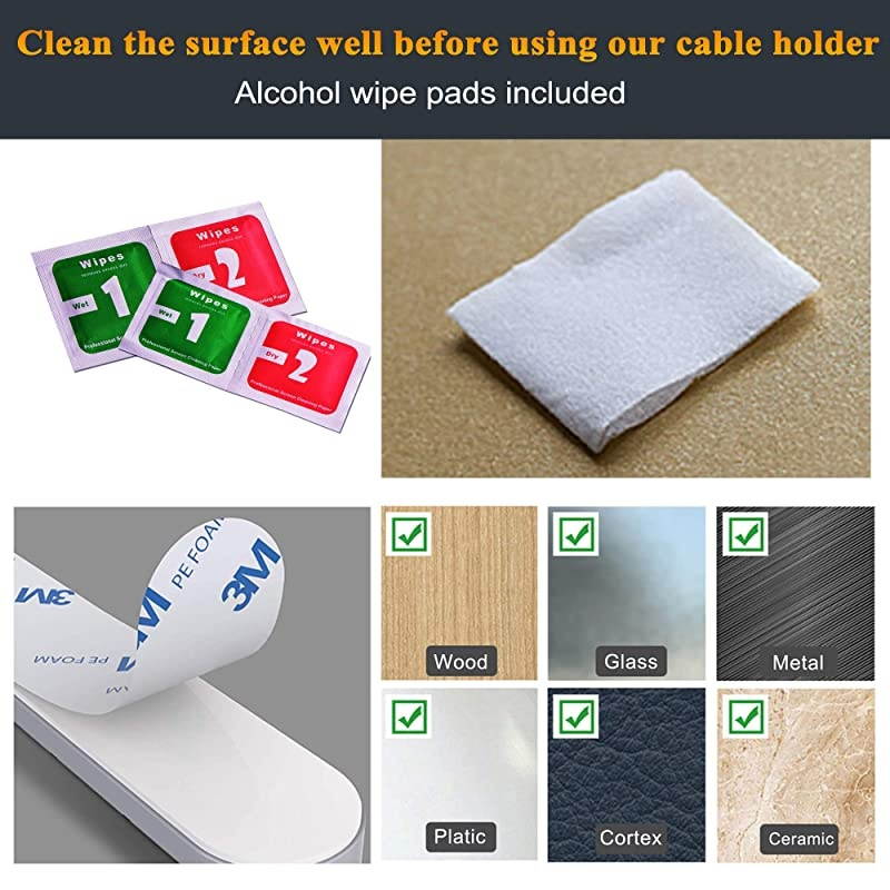 Cable Holder Clips 3Pack Cable Management Cord Organizer Clips Silicone Self Adhesive for Desktop USB Charging Cable Power Cord Mouse Cable Wire PC Office Home