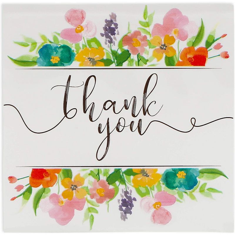 Sparkle and Bash 250 Pack Floral Thank You Plastic Party Favor Treat Bags for Cookies, Candy, Wedding Gifts, 4x4"