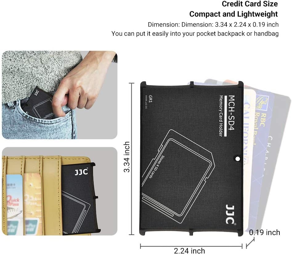 4 Slots Memory Card Case Holder Organizer Storage for SD Cards Slim Ultra-Thin Credit Card Size Lightweight Portable SD SDHC SDXC Memory Card Carrying Case