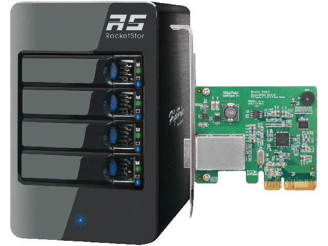 HighPoint RocketStor 6414VS - 4-Bay Q-SATA Value RAID Tower Enclosure