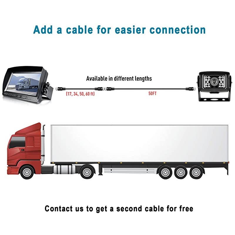 Wired Backup Camera Kit, 7'' DVR Split Monitor with Touch Button, HD 1080P & IP69 Waterproof Reverse Rear Side View Camera + Parking Lines for Truck/Semi-Trailer/Box Truck/RV-Y704