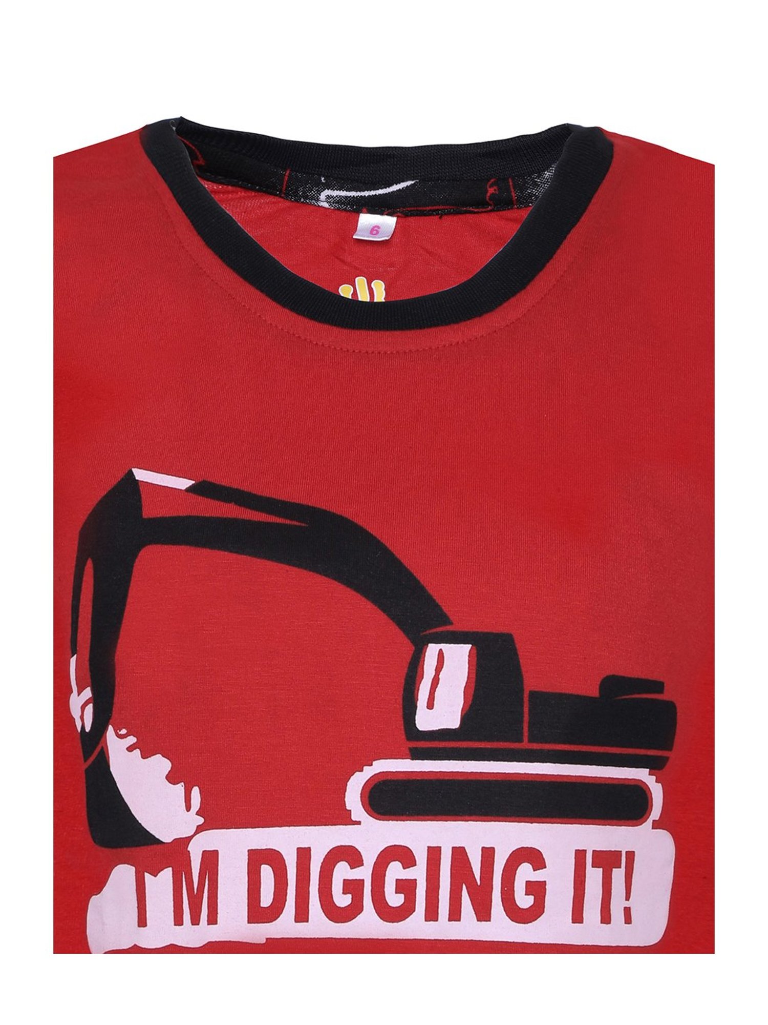 Punkster Boys Red & Black Cotton Printed Nightsuit