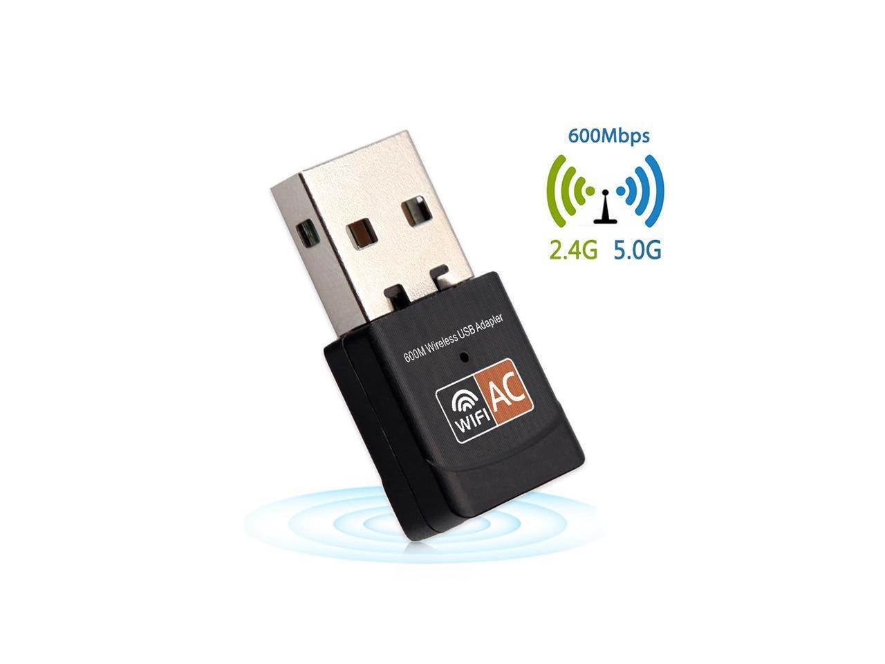 USB Wireless WiFi Network Adapter- 600Mbps Dual Band 2.4G/5G Wireless Network WLAN Card Dongle with High Gain Antenna IEEE802.11ac/n/g/b for Laptop PC - Windows XP/Vista/7/8/8.1/10,Mac