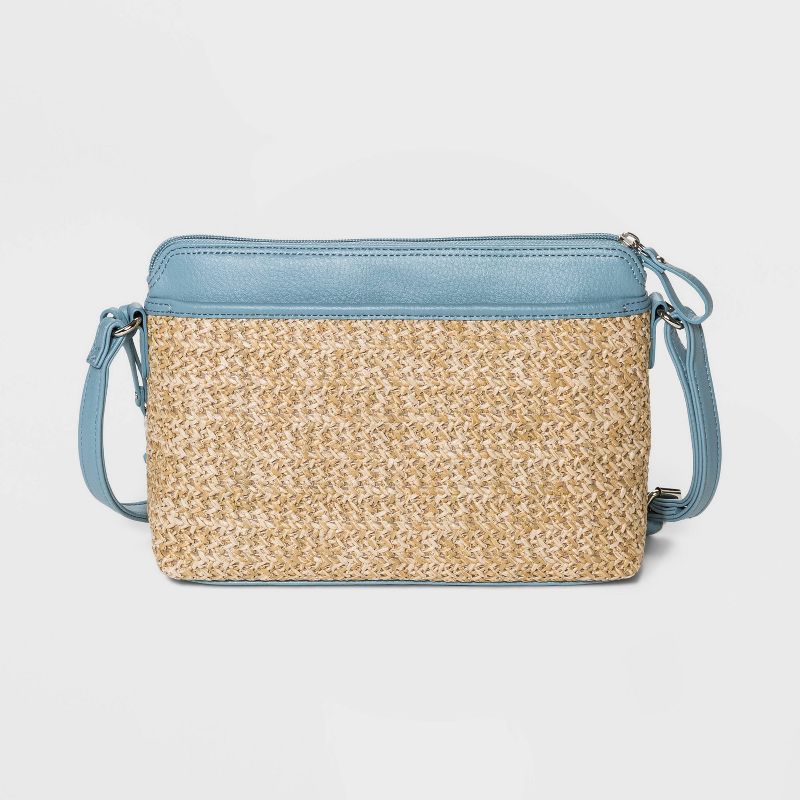 Bueno Straw Crossbody Bag - Blue