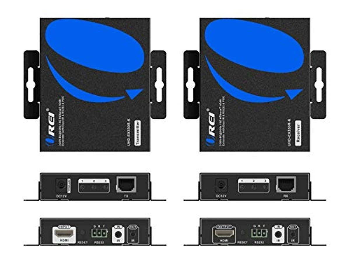 OREI UltraHD HDMI Extender 18G HDBaseT Over Single CAT5e/CAT6 Cable 4K @ 60Hz Upto 230FT With Dual IR Remote 1080P Upto 330 Ft - Power Over Cable - RS-232 - Zero Latency