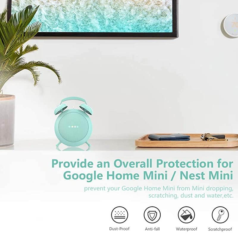 Home Mini Stand Holder, Retro Alarm Clock Stand Mount Base Protective Case Compatible with Home Mini and Nest Mini (White)
