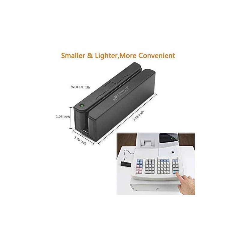 MSR90 90D USB Magnetic Strip Card Swipe Reader 3 Track POS Magstripe Card Reader Mini Swiper Works with WINS amp Mac Plug and Play Black