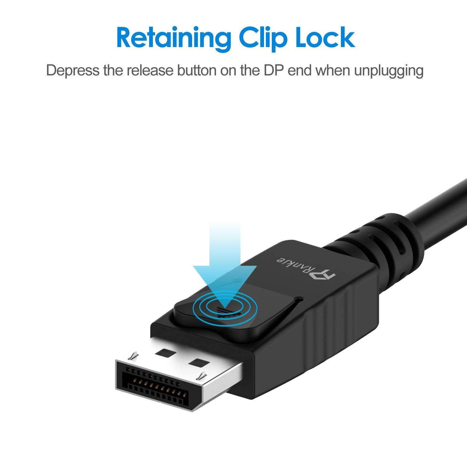 DP Extension Cable, Rankie 6 Feet DisplayPort Male to Female Extension Cable (Black) -R1332