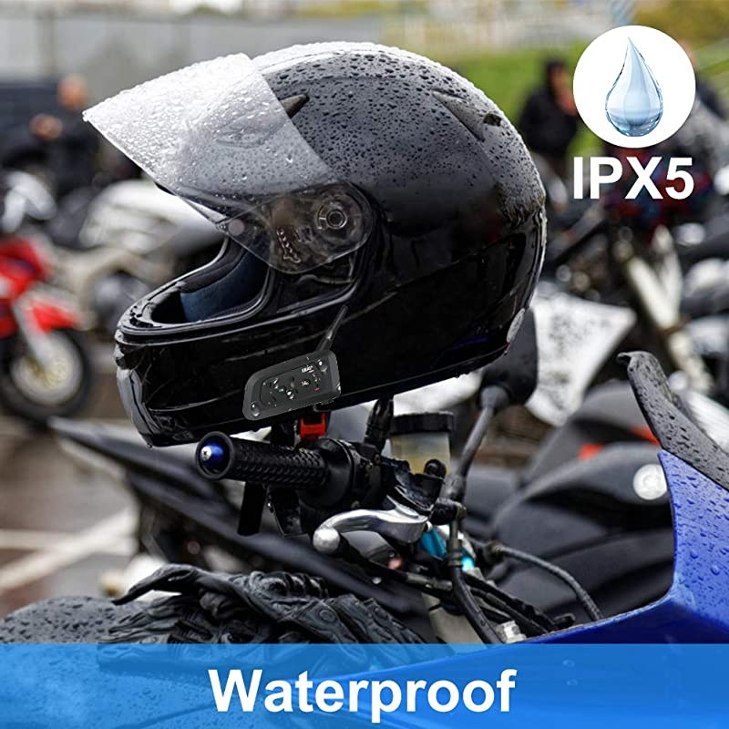 Pack] EJEAS V4 Bluetooth Motorcycle Helmet Headset, Bluetooth Intercom Interphone System for 4 Riders Talking at The Same Time Waterproof IP65 Talking Range 1500m GPS Hands-Free Stereo Music
