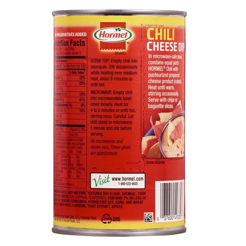 Hormel No Beans Chili 25oz
