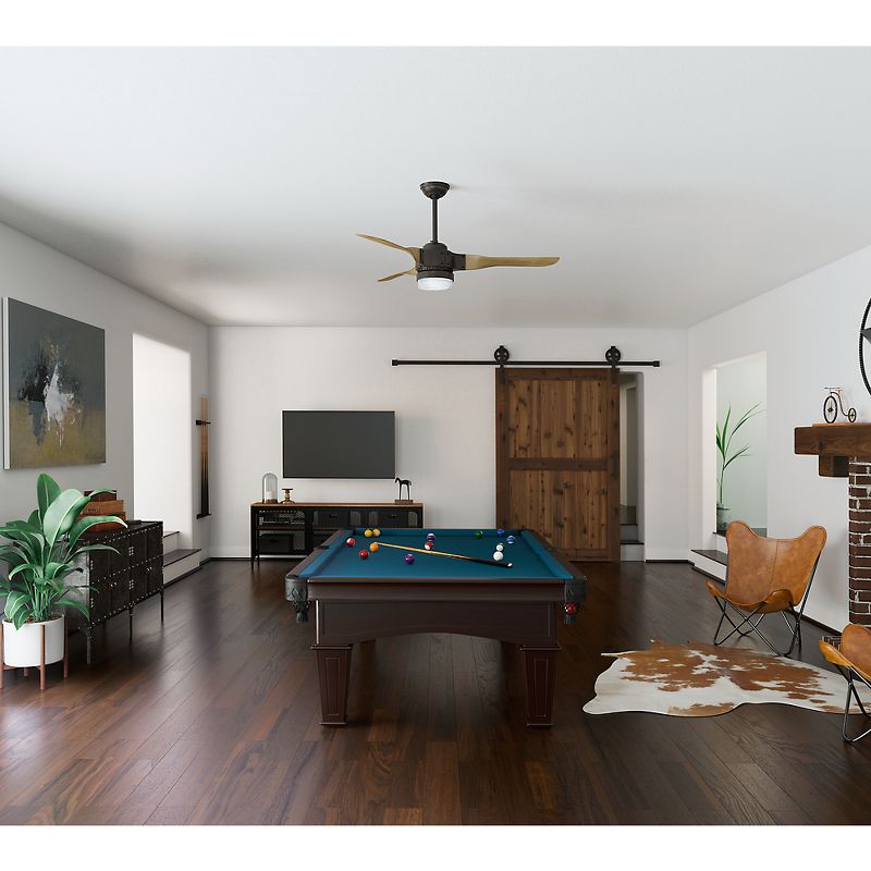 52" Casa Vieja Modern Rustic 3 Blade Ceiling Fan with Remote Brushed Nickel Natural Wood House Bedroom Living Room Home Kitchen