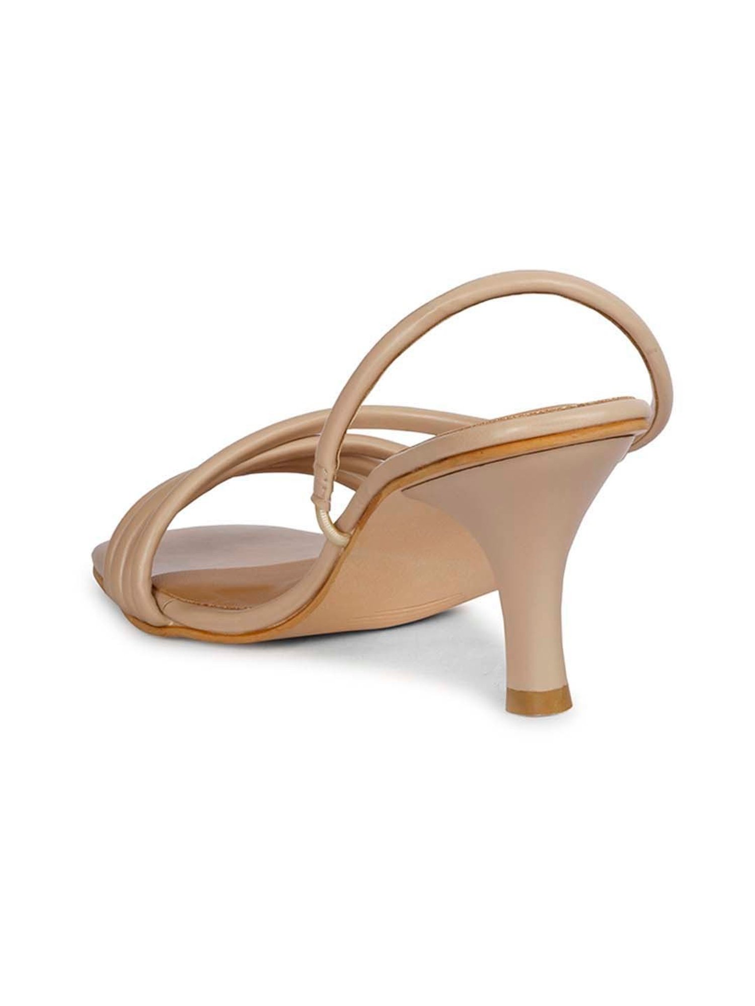 Mozafia Women's Beige Sling Back Stilettos