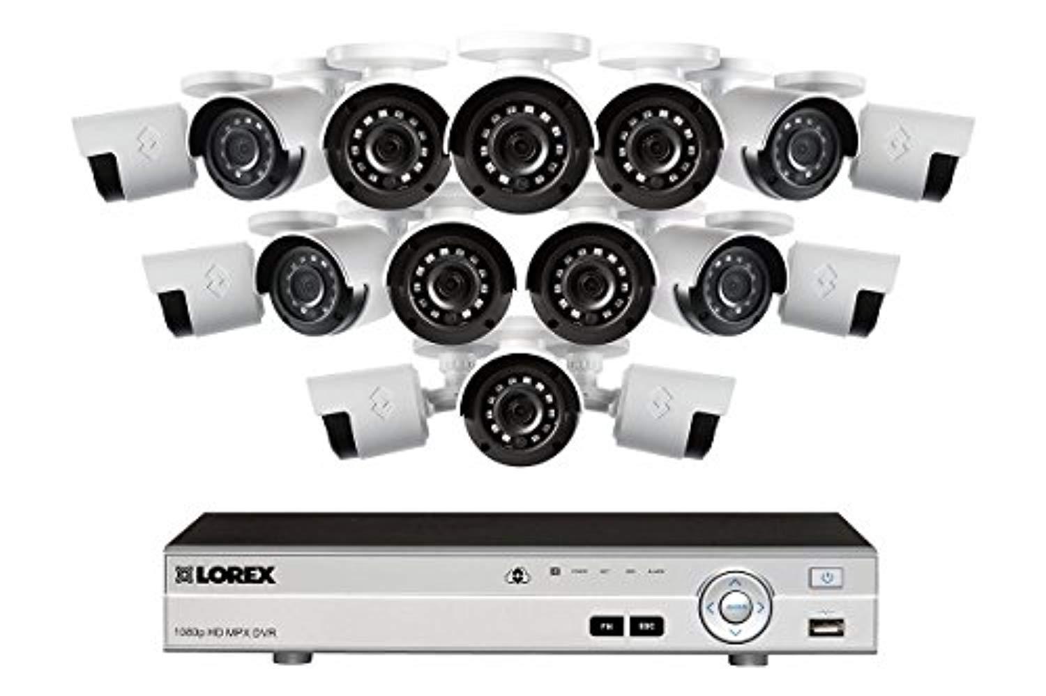 lorex dv7163 16 channel 1080p hd mdx 3tb dvr security system w/ 16 1080p lbv2531w bullet cameras
