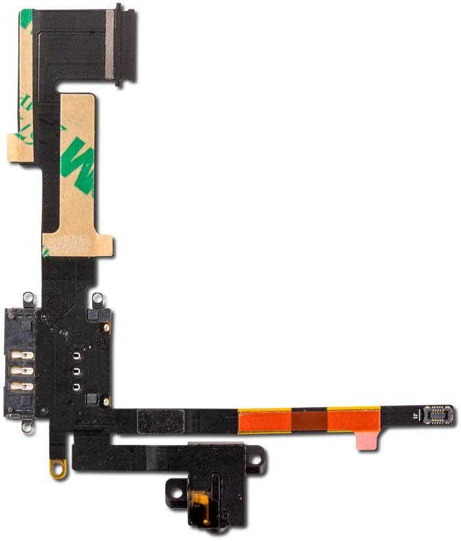Group Vertical Replacement Headphone Jack with Flex Cable Compatible with Apple iPad 2 3G (Black) (A1395, A1397, A1396)