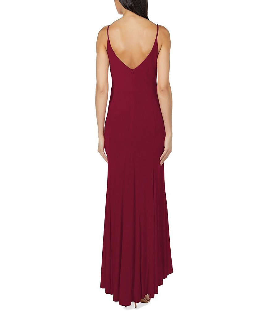 Jump Spaghetti Strap V-Neck with Side Slit Long Dress