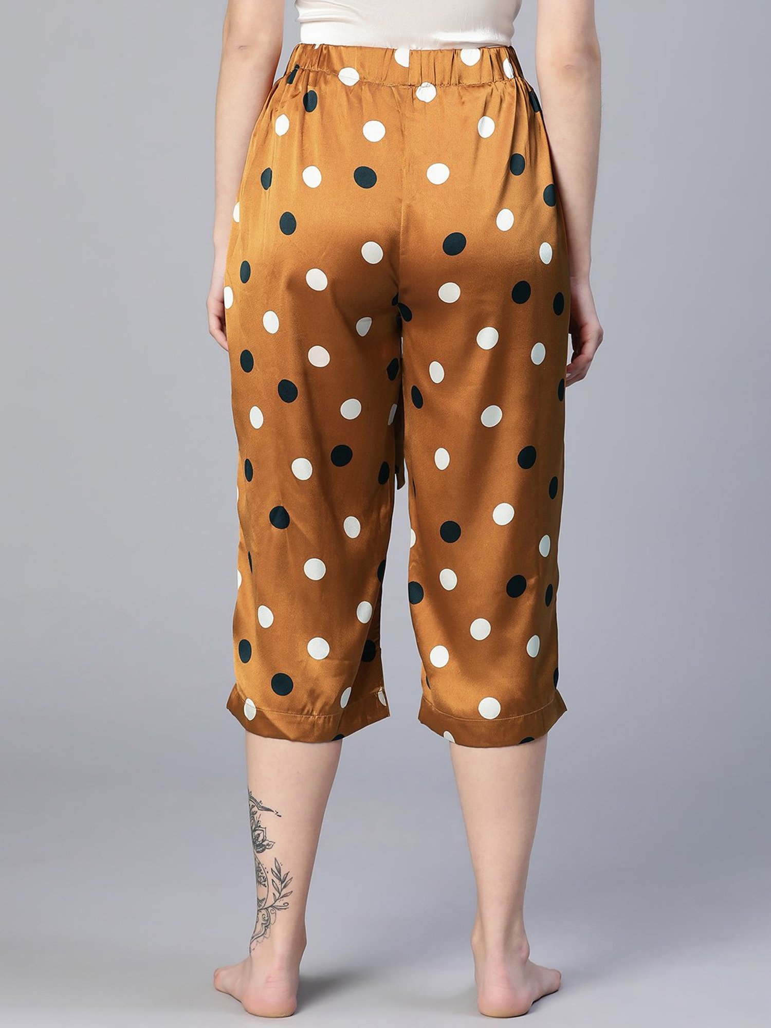 Oxolloxo Brown Satin Polka Dot Capris