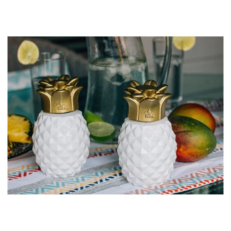 6.5" 3pk Pineapple Paradise Glass Table Torch White/Gold - TIKI