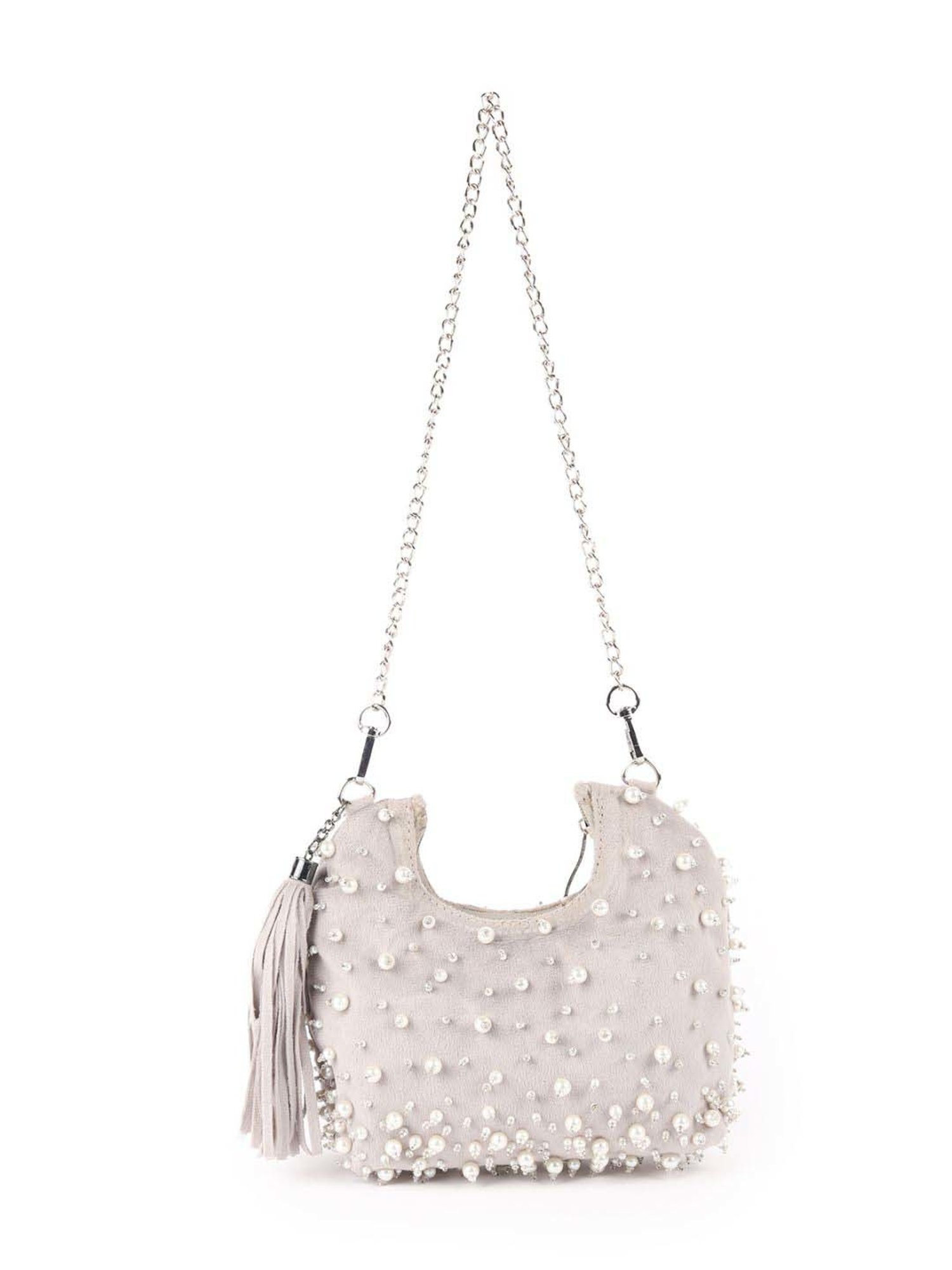 Odette Grey Embroidered Sling Handbag