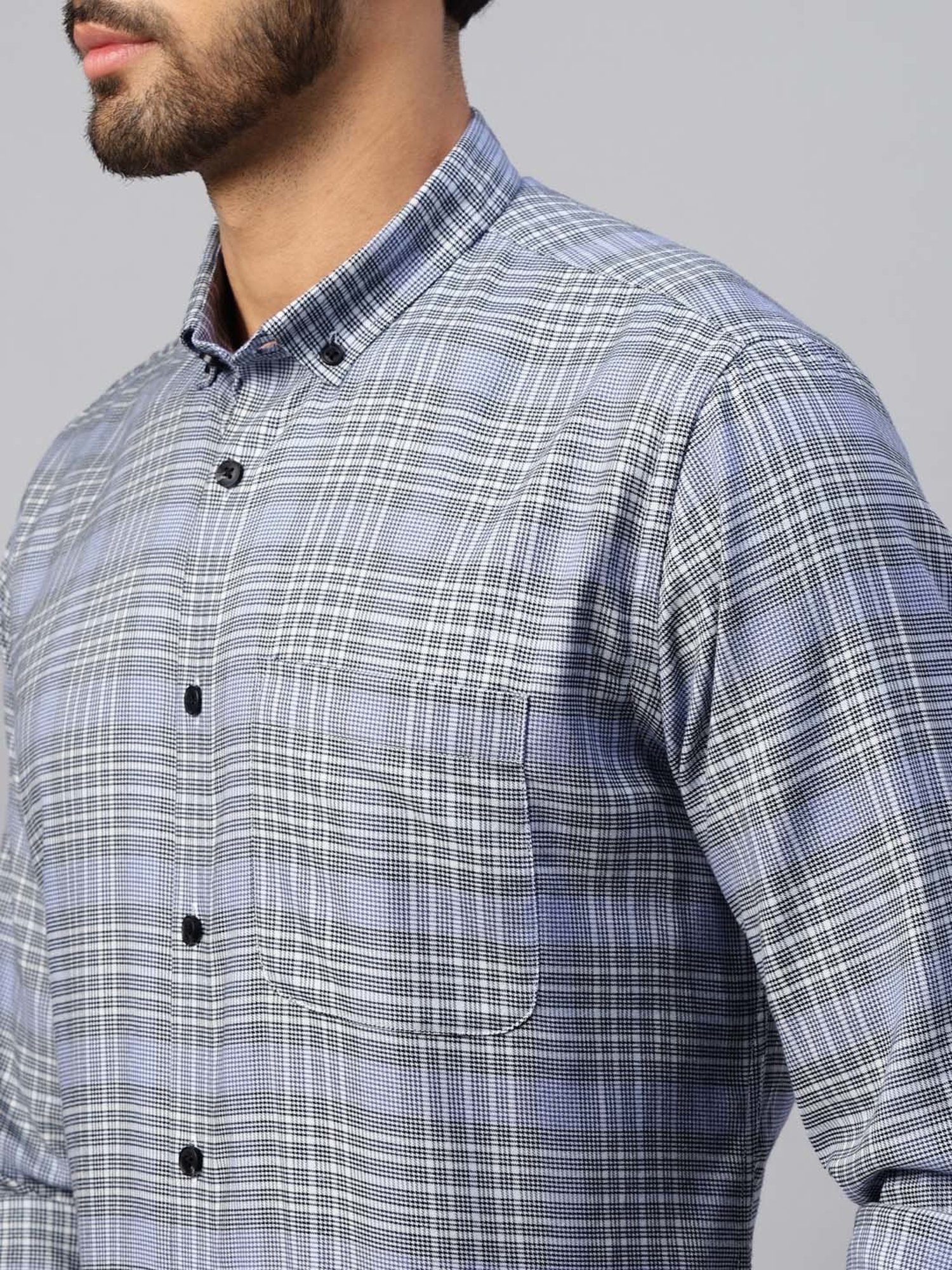 Don Vino Blue Slim Fit Check Shirt