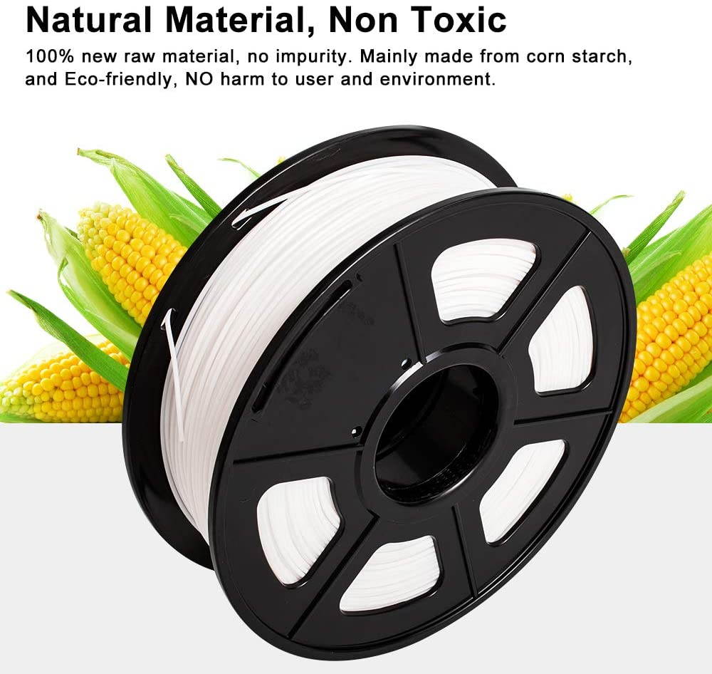 Aystkniet White PLA Filament 1.75mm, 3D Printing Filaments 1Kg (2.2lbs) 1 Spool, Dimensional Accuracy +/- 0.02mm