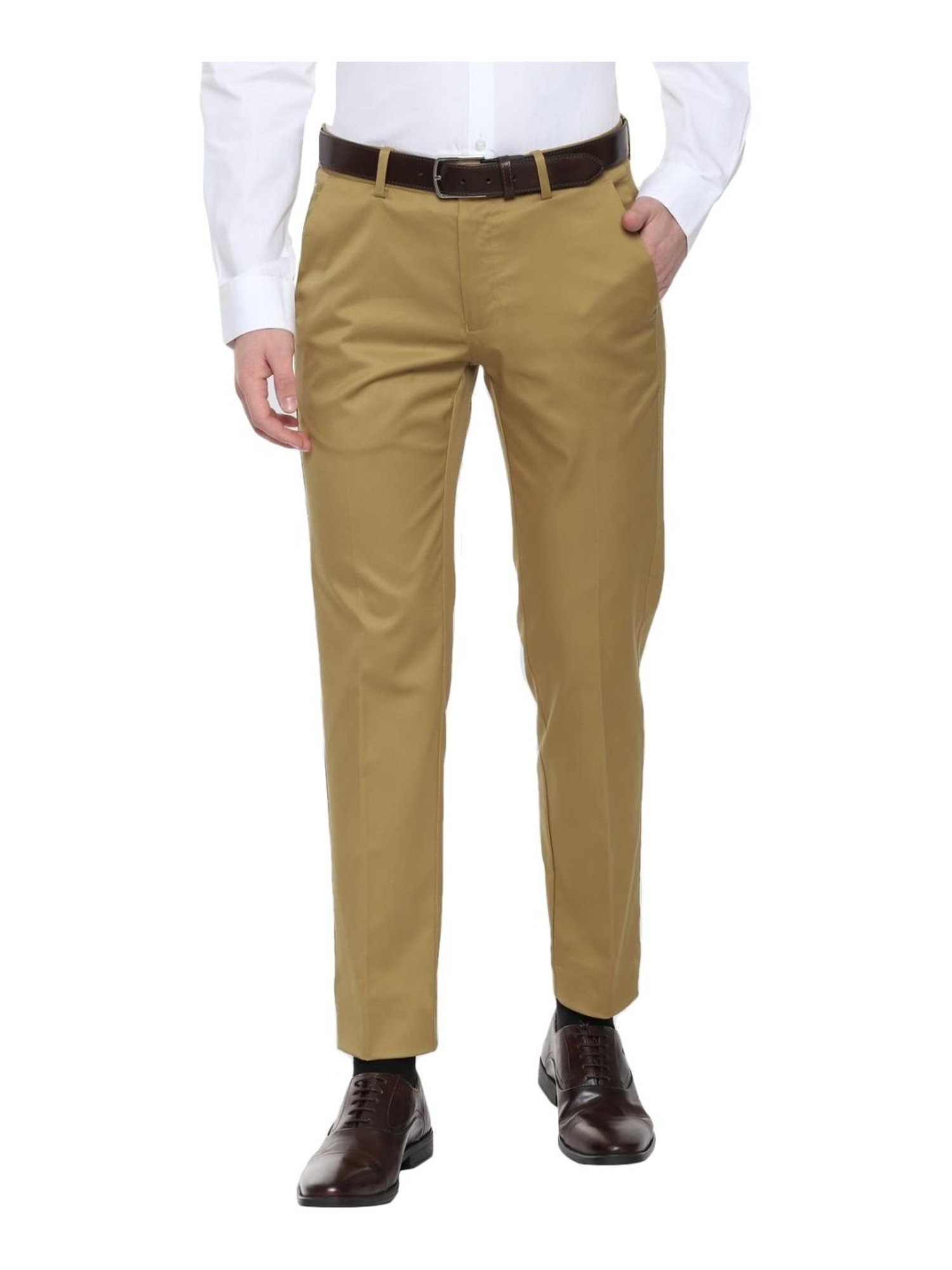 Louis Philippe Permapress Khaki Slim Fit  Trousers
