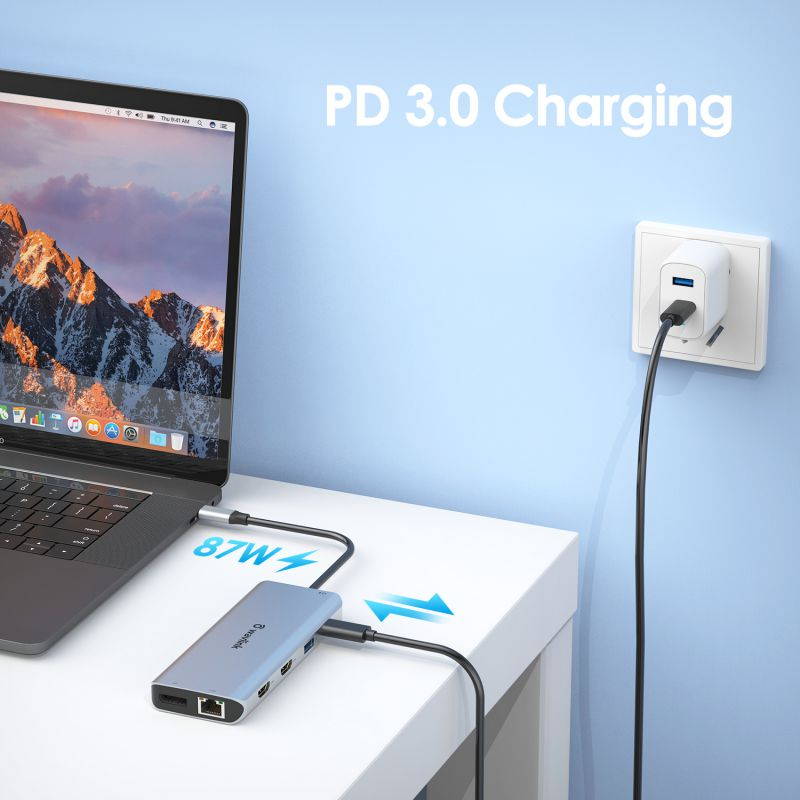 WAVLINK USB C Docking Station,13 in 1 Multiport USB C Adapter Triple Display for MacOS and Windows,USB C Hub with 2 HDMI 4K, DisplayPort, 4 USB, 87W PD, Gigabit Ethernet, SD/TF Card Reader, Mic/Audio