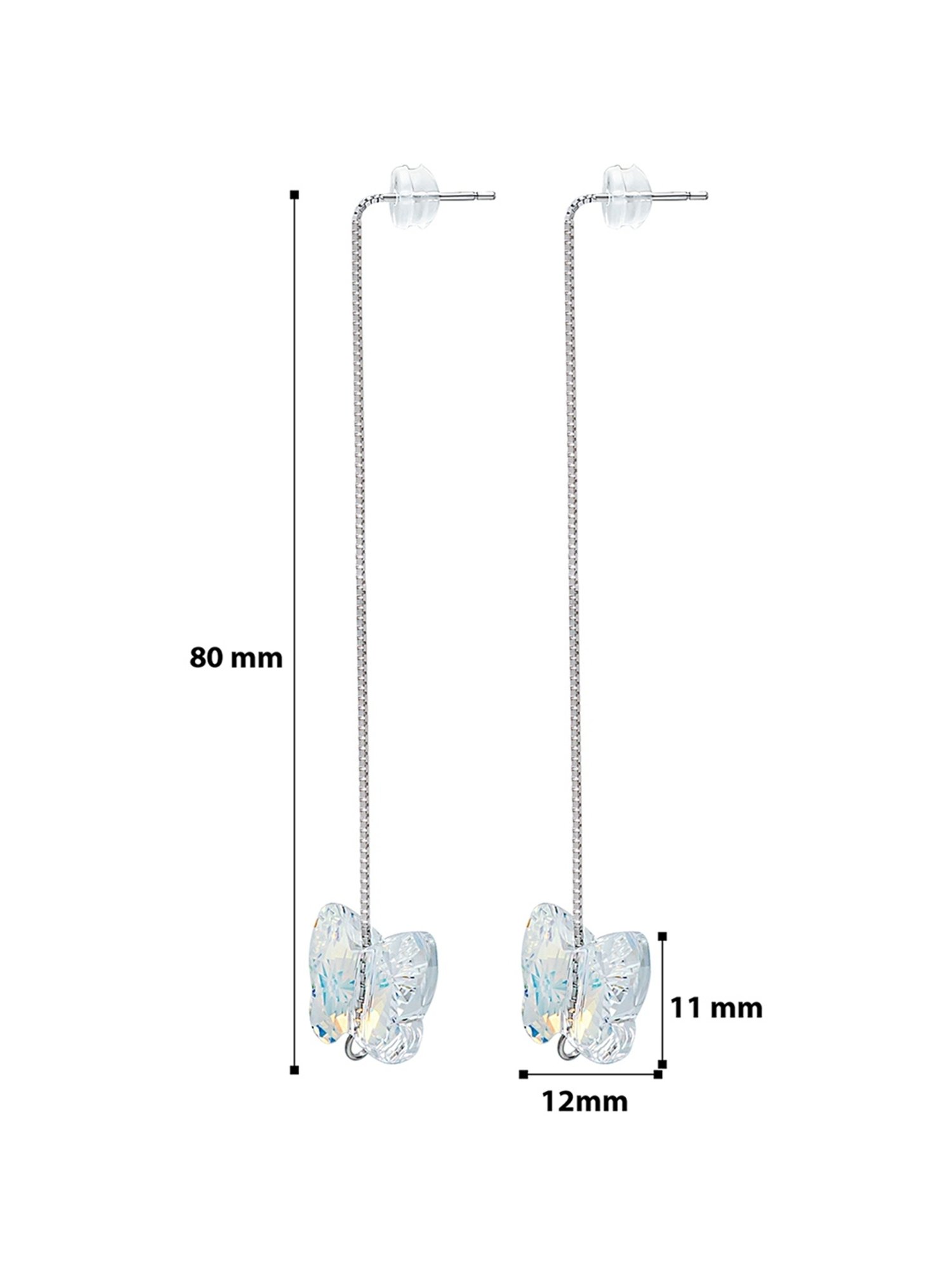 Silberry 92.5 Sterling Silver Butterfly Slay Swarovski Earrings for Women