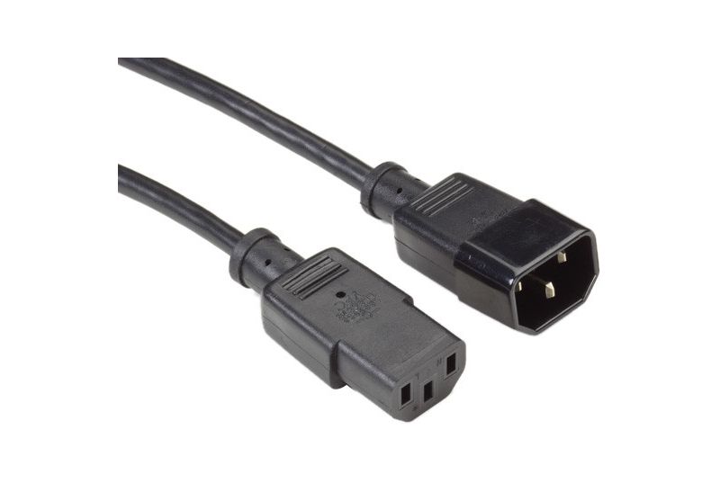 Black Box IEC 320 C13 Socket to IEC 320 C14 Plug Molded Extension Power Cord, 6-ft.(1.8-m) - For Monitor, PC - 120 V AC / 10 A - Black