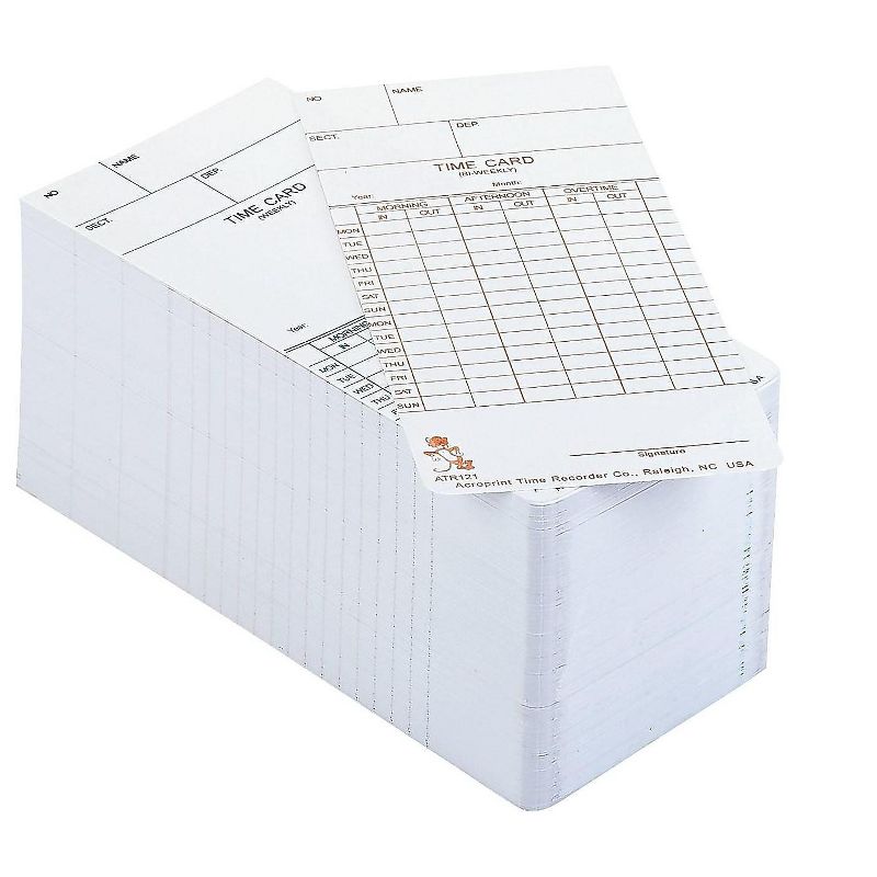 Acroprint Time Card for Model Atr120 Electronic Clock Weekly or Biweekly 250/Pack 099110000