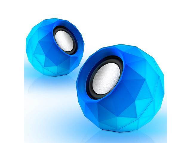 Corn Electronics 2.0 Channel USB Powered LED Light Mini Speakers 3.5mm USB Multimedia Small Audio Desktop Laptop Speaker - Blue