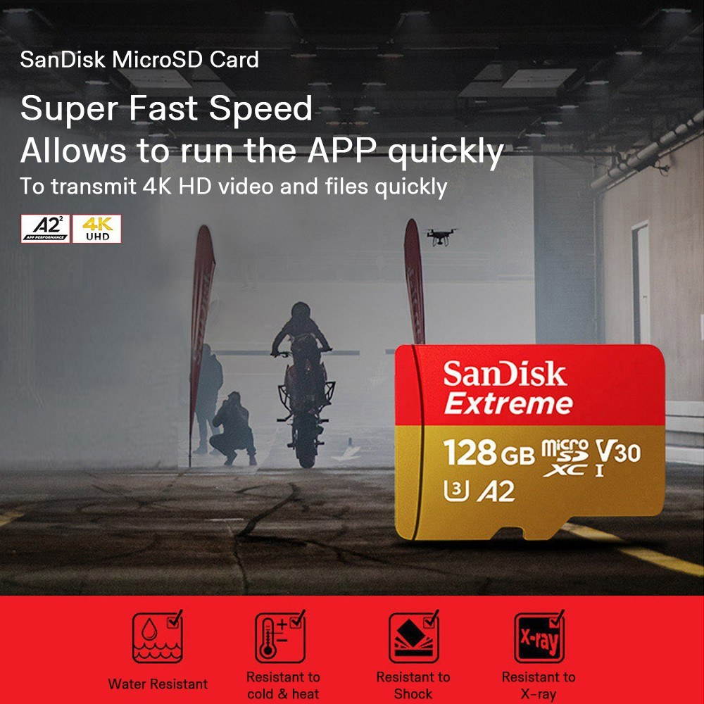 Genuine Original SanDisk Extreme MicroSD Card SQXNE 32G/128GB/256GB 100M A1 TF Card U3 C10 A1 V30 4K Memory Card Super Fast Speed 100MB/s Read 60MB/s Write