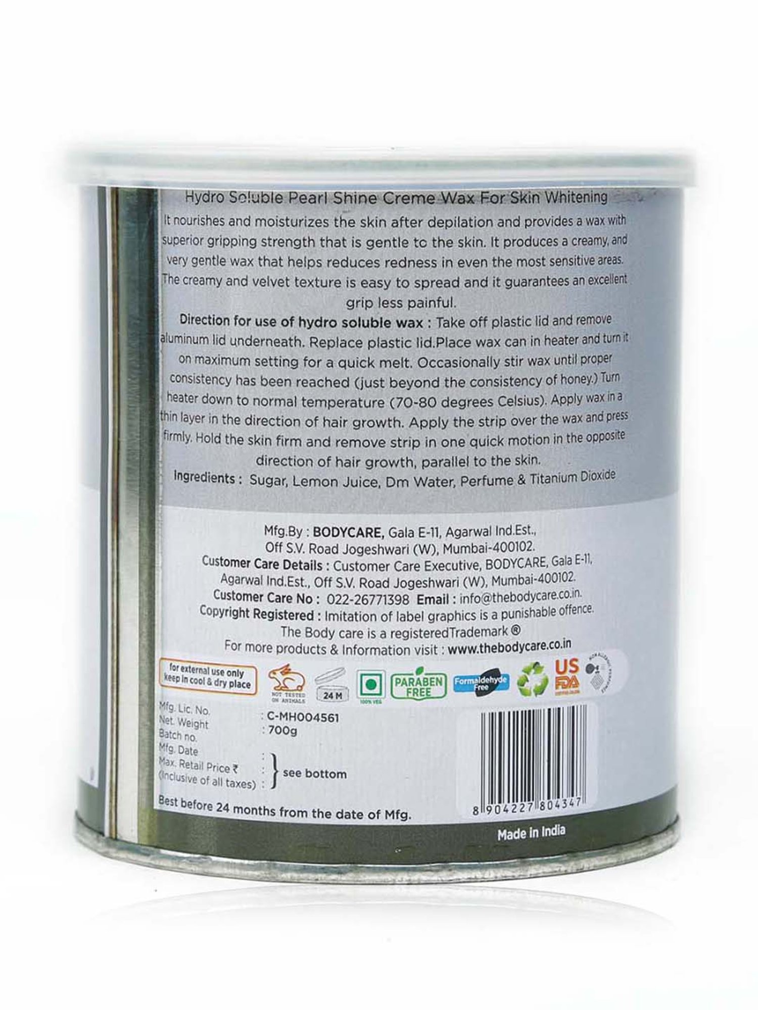 The Body Care Pearl Shine Hydrosoluble Wax For Whitening Skin - 700 gm