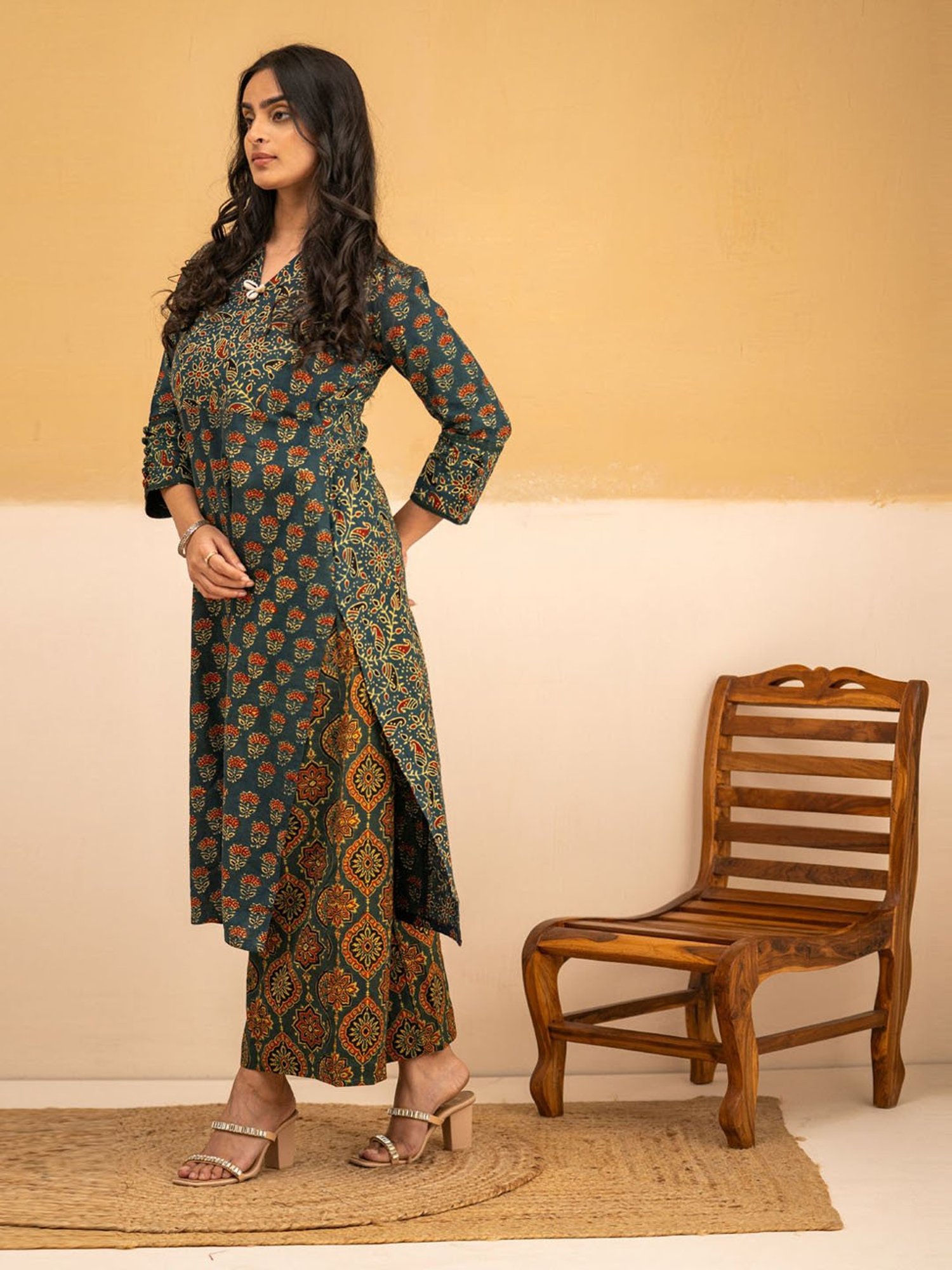 Love Chic Ajrakh Green Palazzo