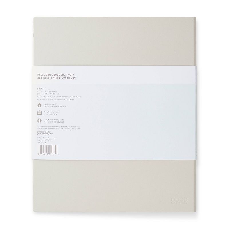 1" 200 sheet Round Ring Binder Charcoal - Good Office Day