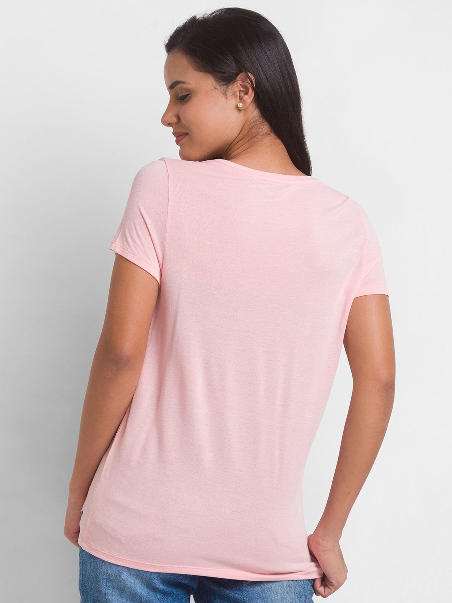Spykar Pink Printed T-Shirt