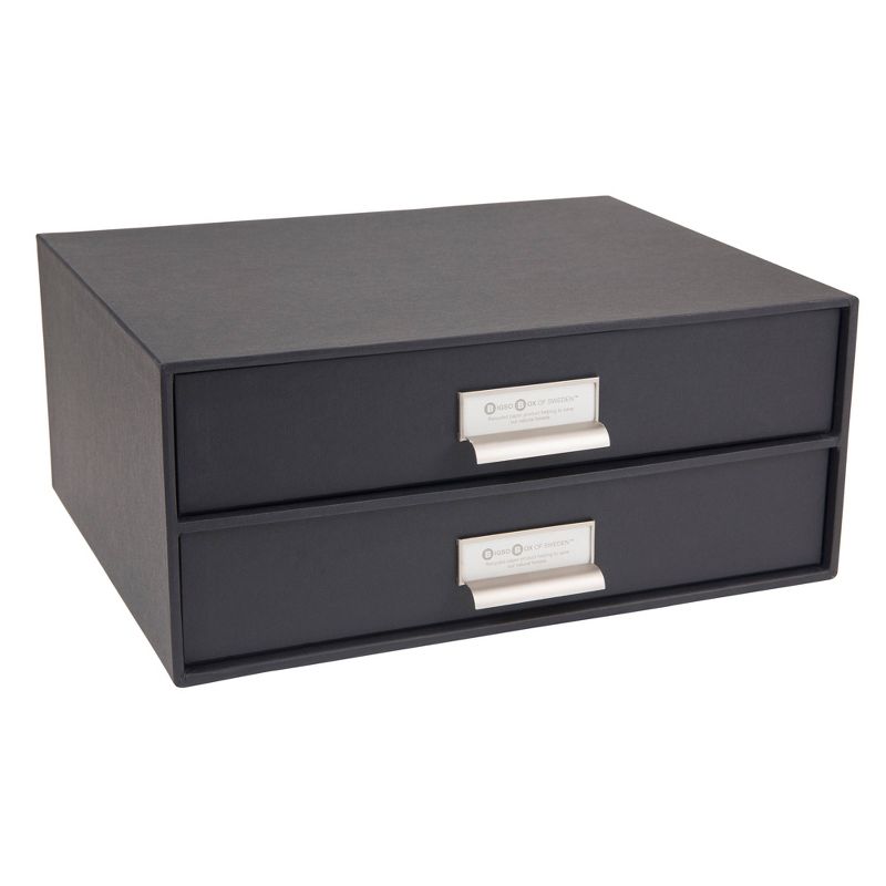 Birger 2-Drawer File Box Dark Gray - Bigso Box of Sweden