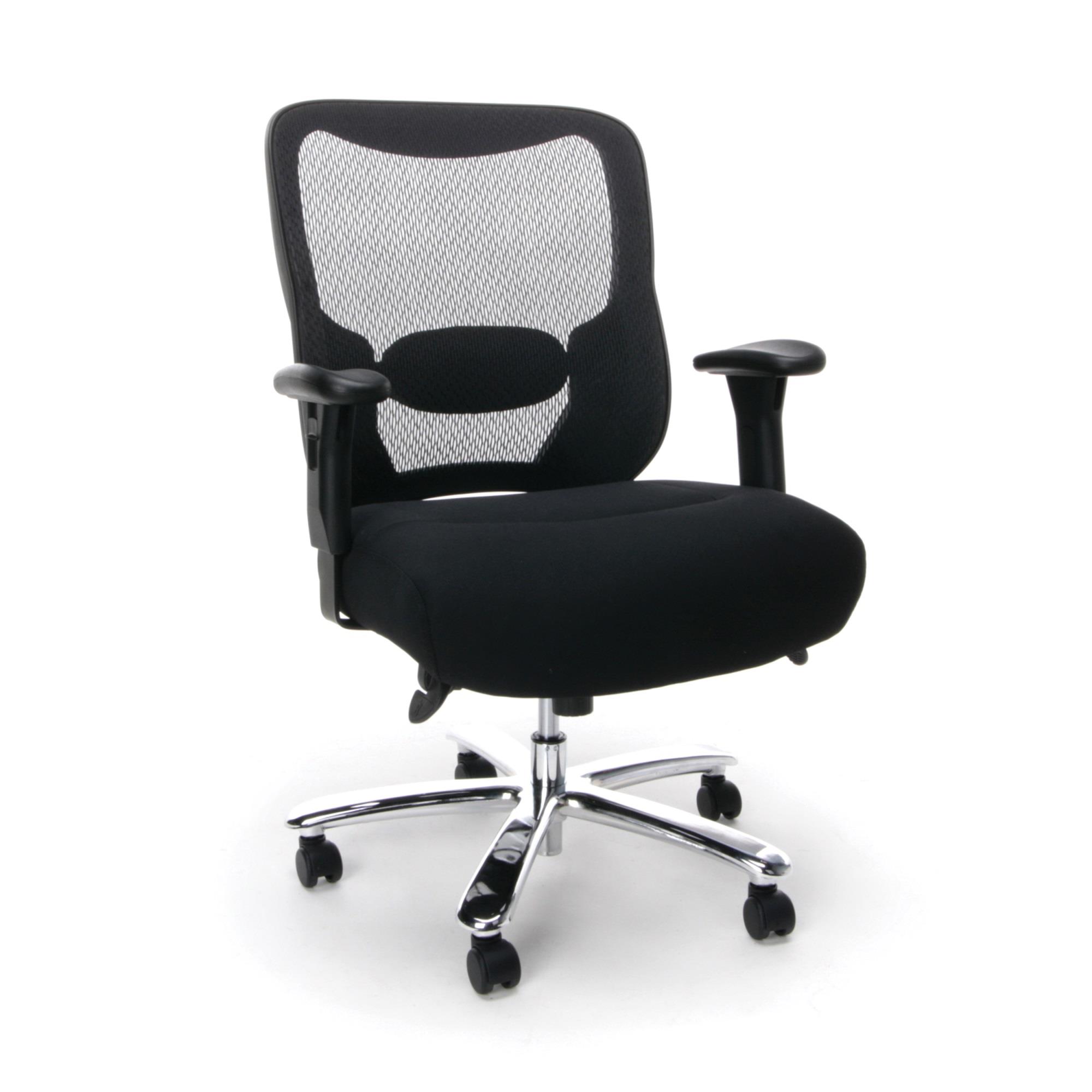 OFM ESS-200-BLK Big And Tall Swivel Mesh Office Chair With Arms, Black & Chrome