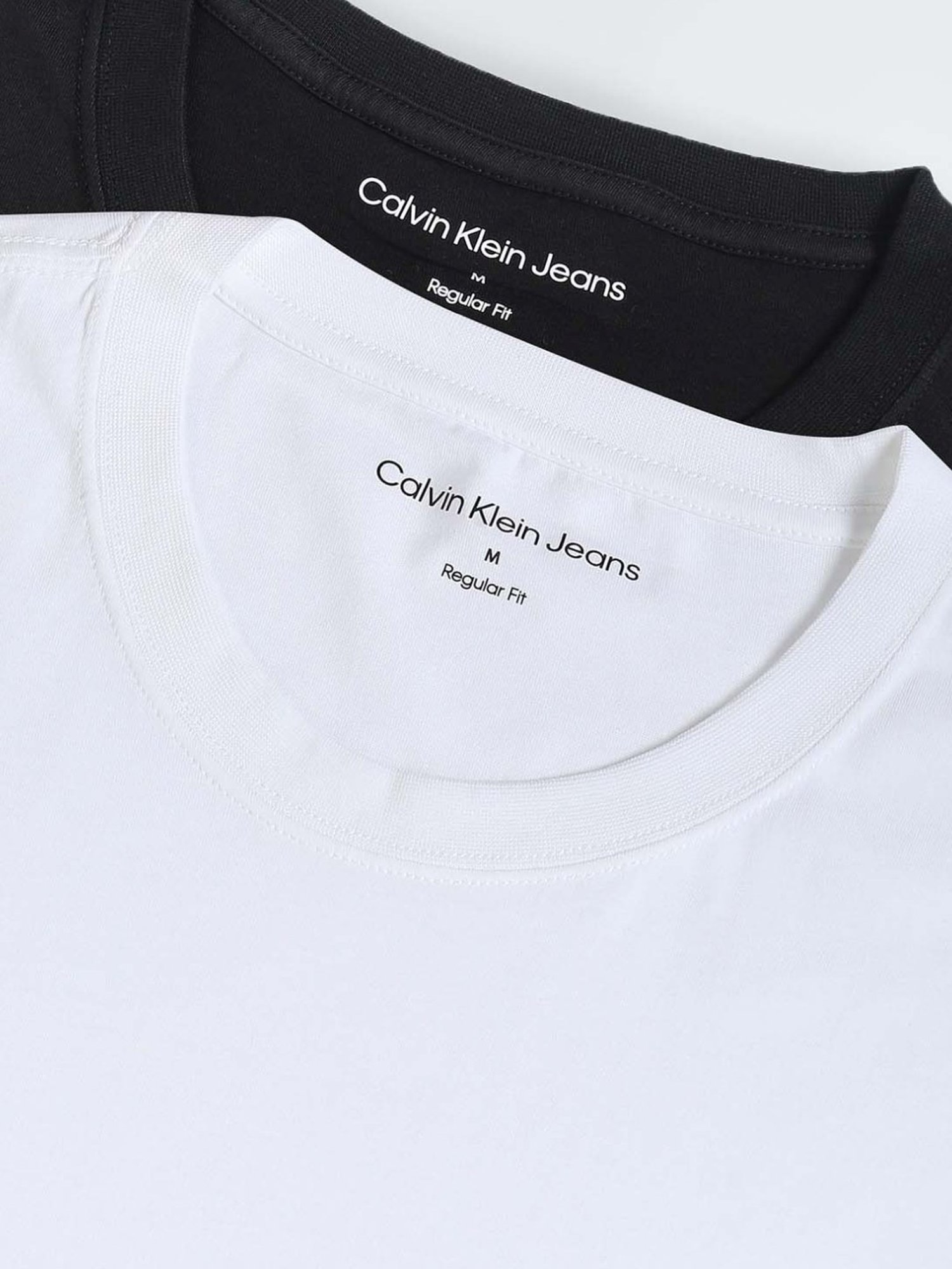 Calvin Klein Bright White & Black Cotton Regular Fit T-Shirt