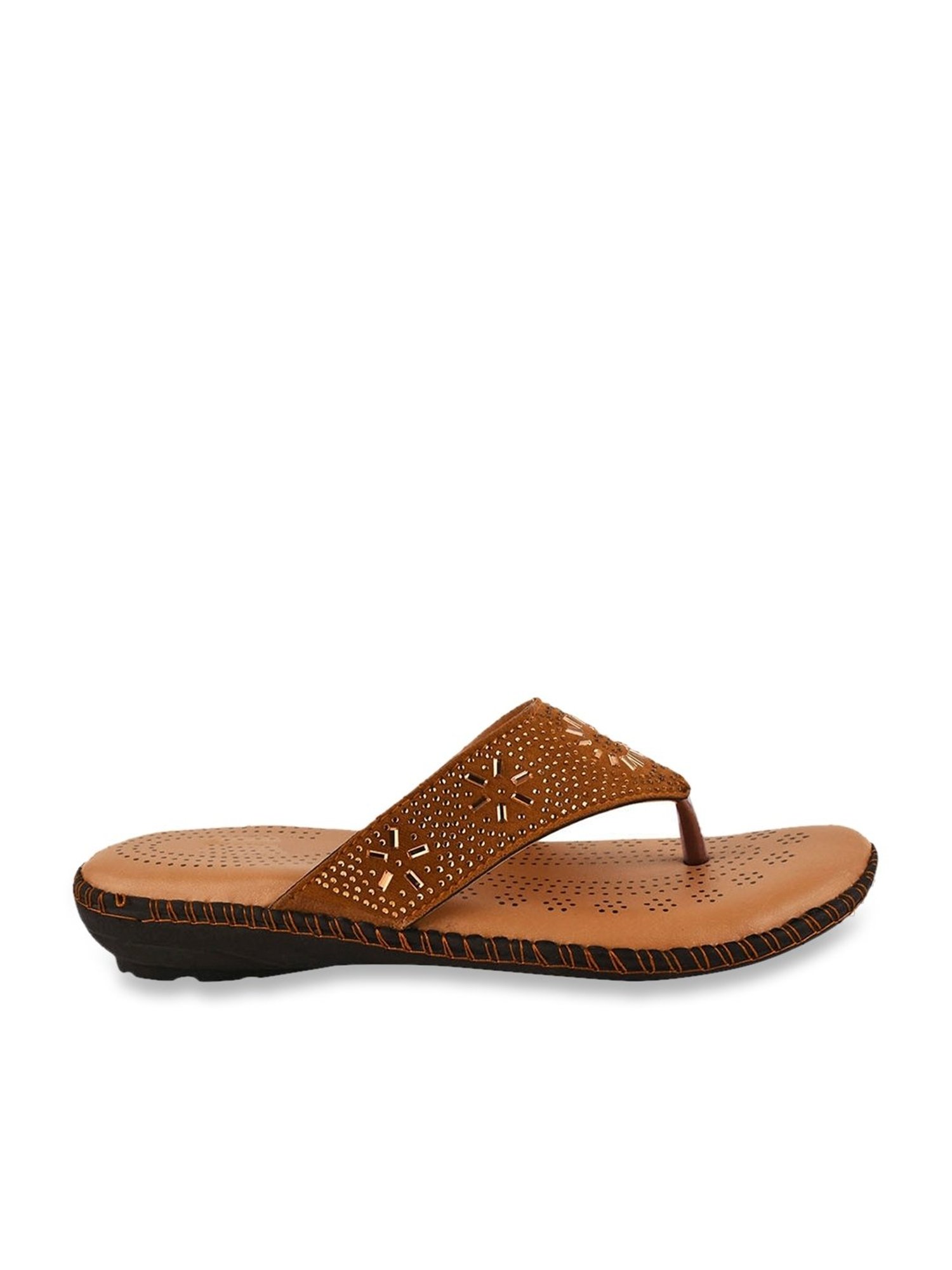 The White Pole Women's Brown Thong Sandals