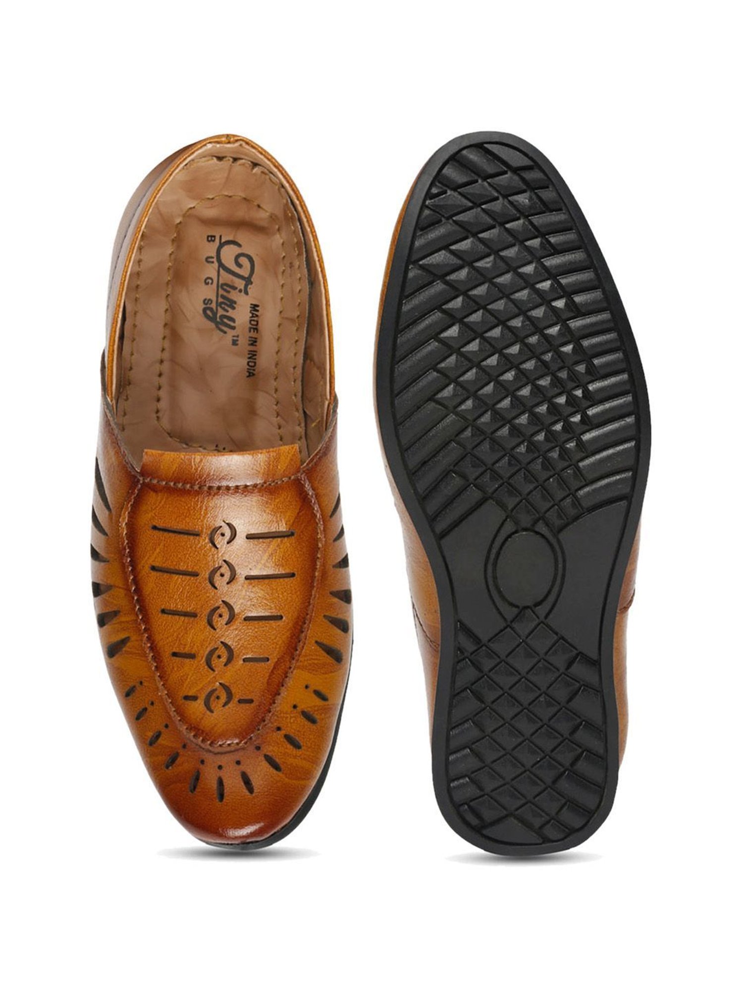 Tiny Bugs Kids Tan Ethnic Slip-Ons