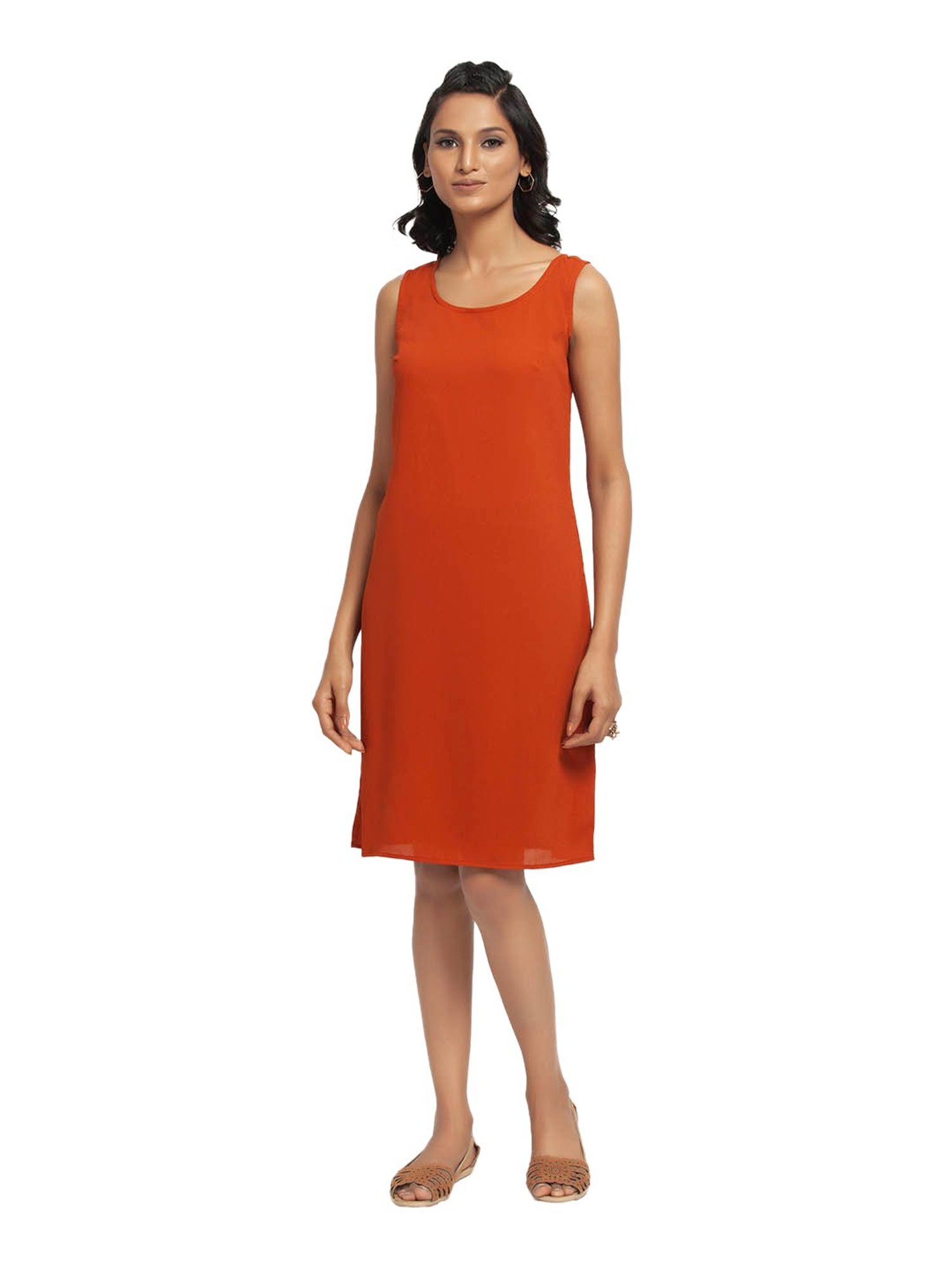 Office & You Orange Straight Fit Dress