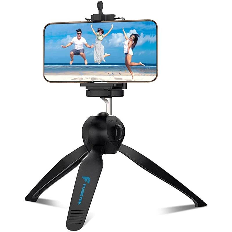 Mini Tripod Table Top Stand and Phone Mount Compact Travel Ready Use with FaceTime Video Calls Compatible with Gopro Smartphones iPhone Samsung Compact Cameras DSLRs Selfie Stick