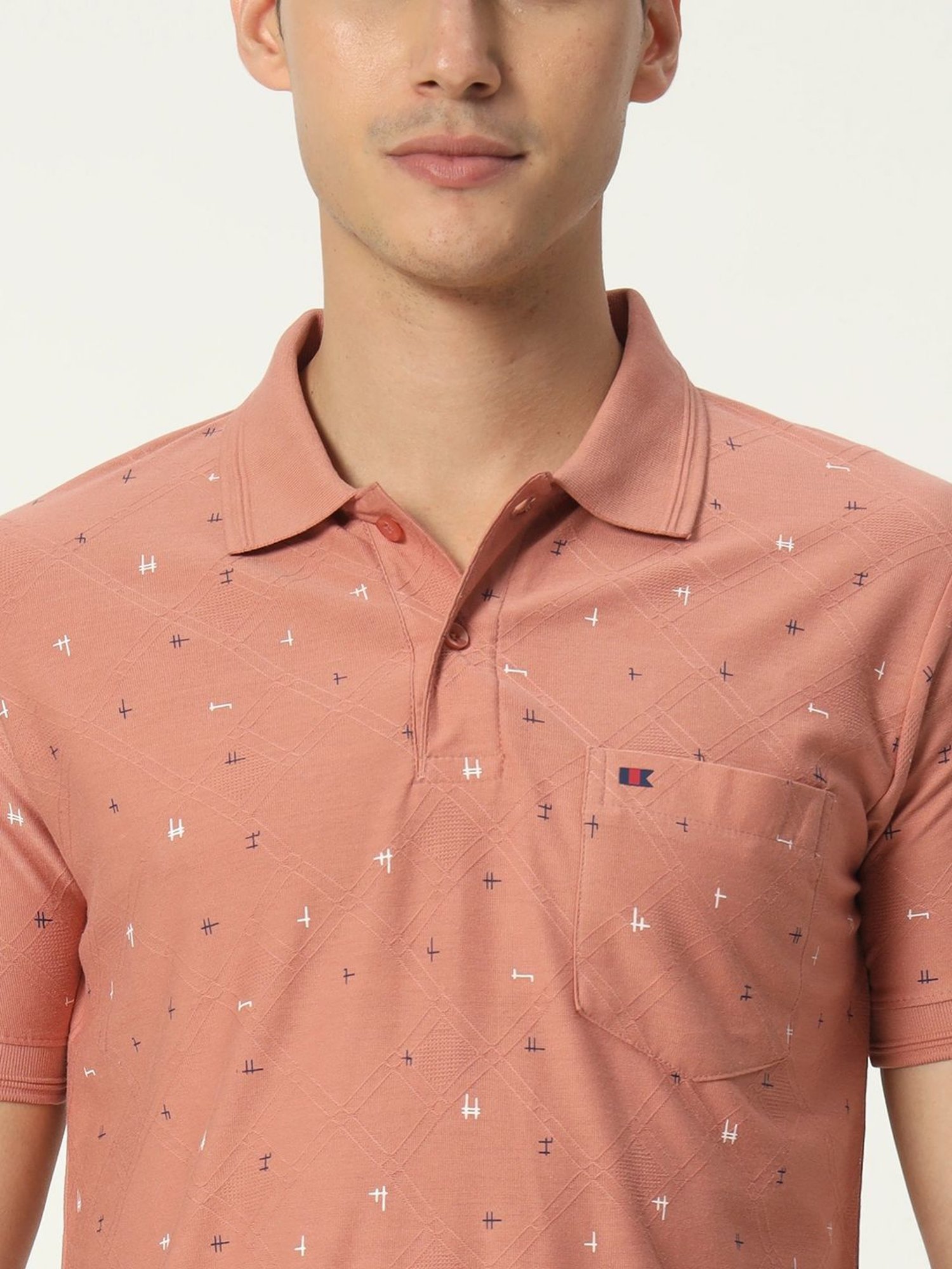 Tab91 Pink Regular Fit Printed Polo T-Shirts